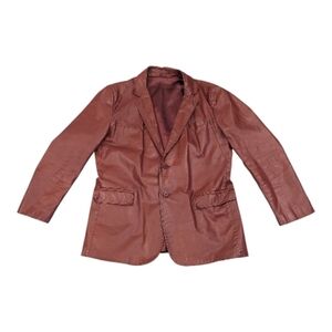 VTG 80s Men's London Fog Leather Red-Brown Sport Coat Jacket Blazer - Sz 46 Long